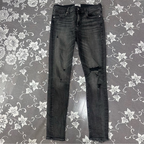 Agolde Denim - Agolde Sophie Rise Skinny Distressed Jeans in faded black Sz 28